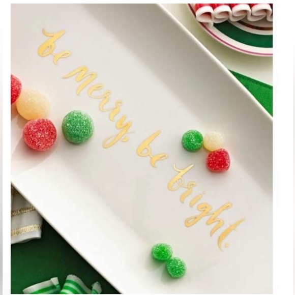 KATE SPADE Lenox Arbor Village Hors D'oeuvre Tray "Be Merry, Be Bright" - NEW - Picture 2 of 4